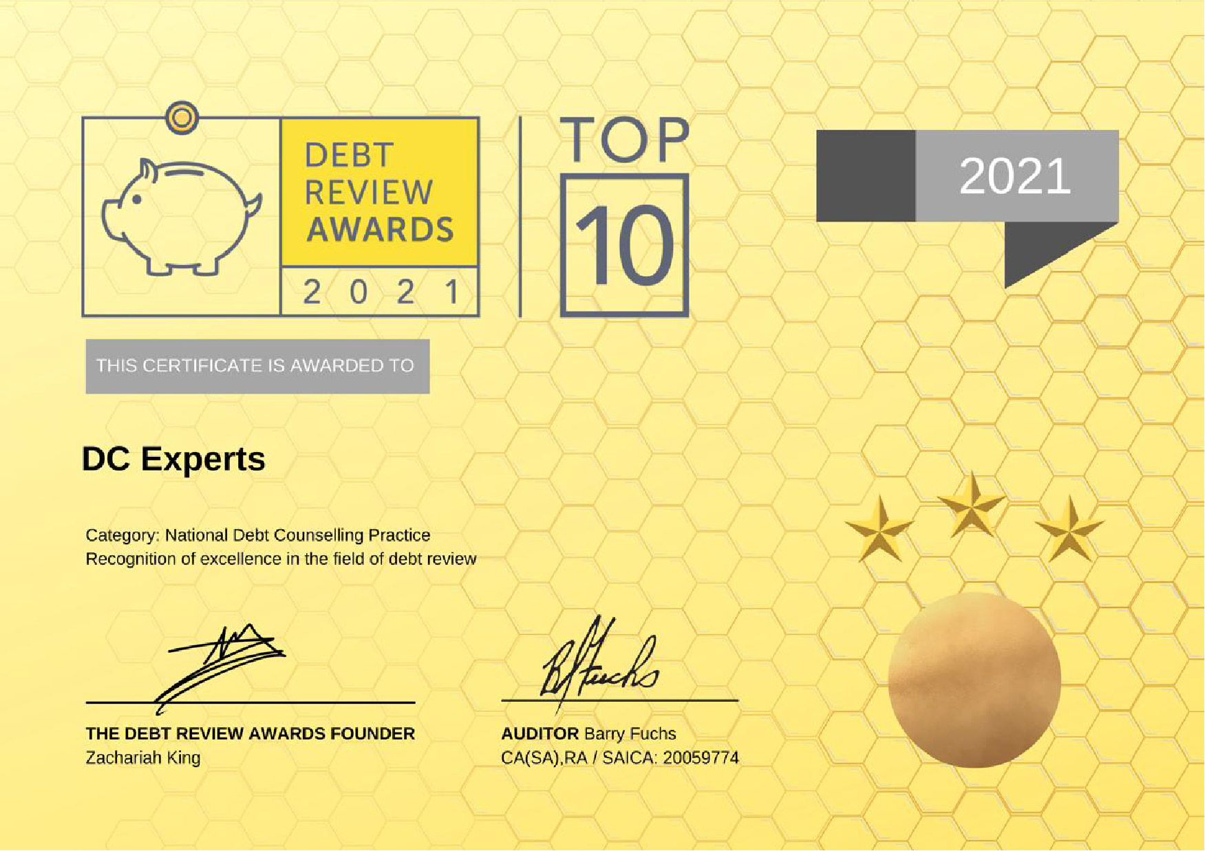 DC Experts Top 10 Debt Review Award 2021
