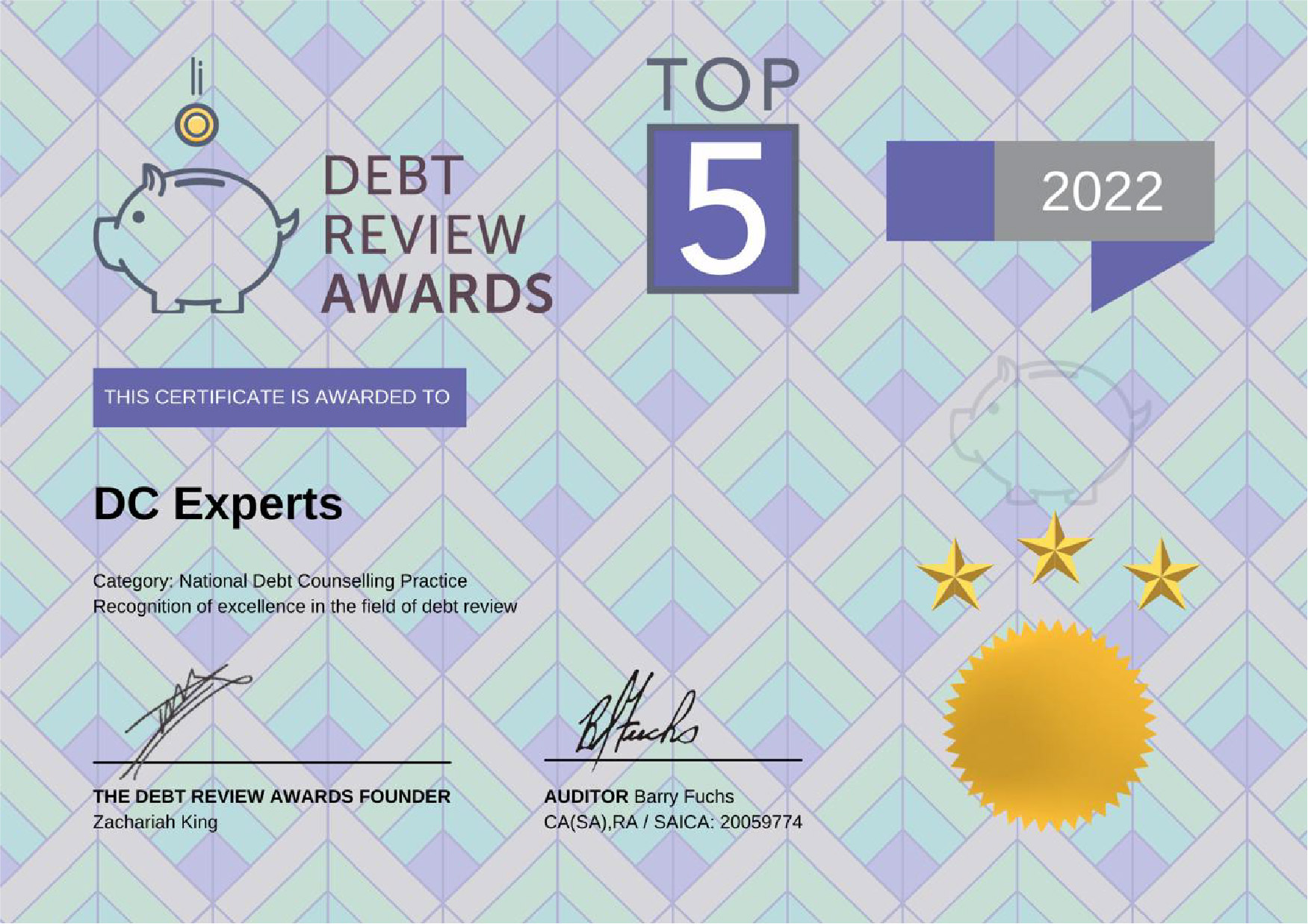 DC Experts Top 5 Debt Review Award 2022
