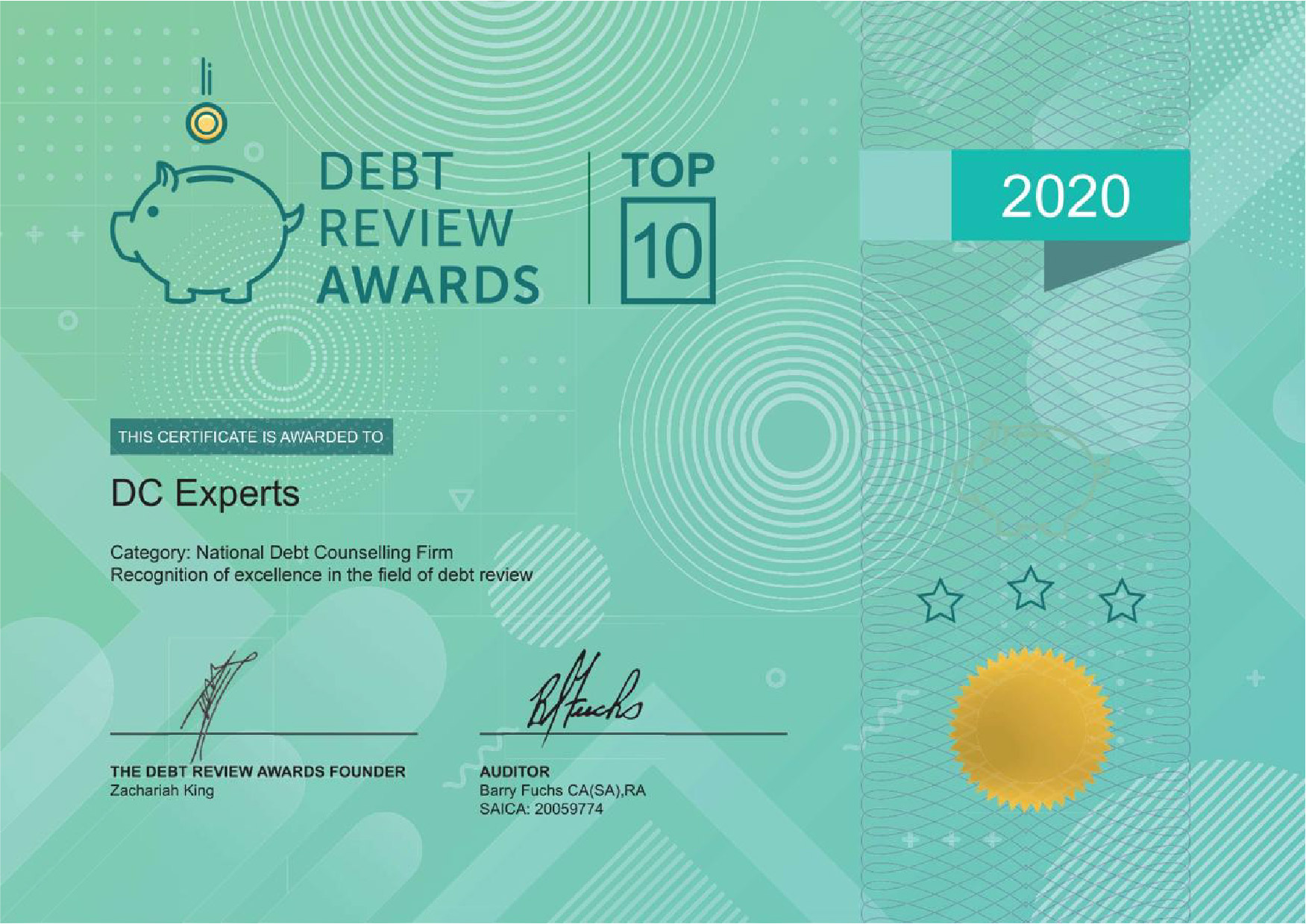 DC Experts Top 10 Debt Review Award 2020